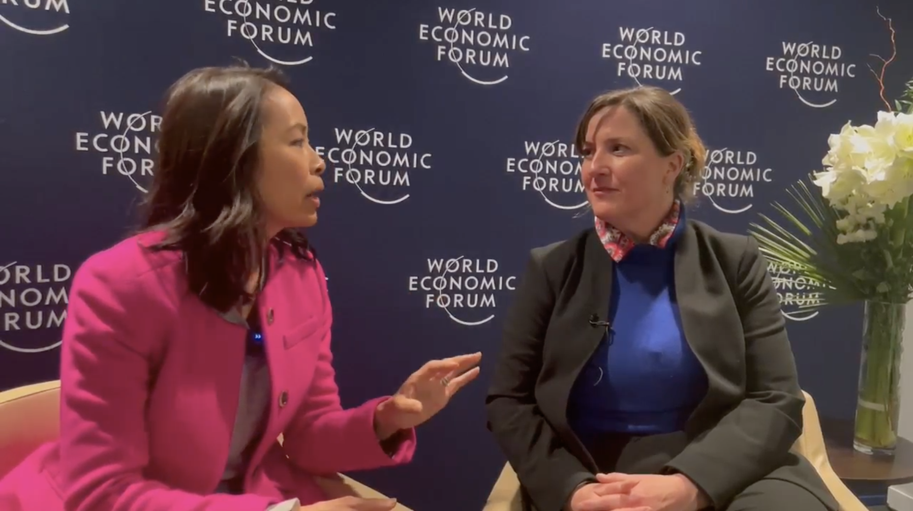 Forkast.News Editor-in-chief Angie Lau (left), World Economic Forum Head of Blockchain and Digital Assets Brynly Llyr (right)